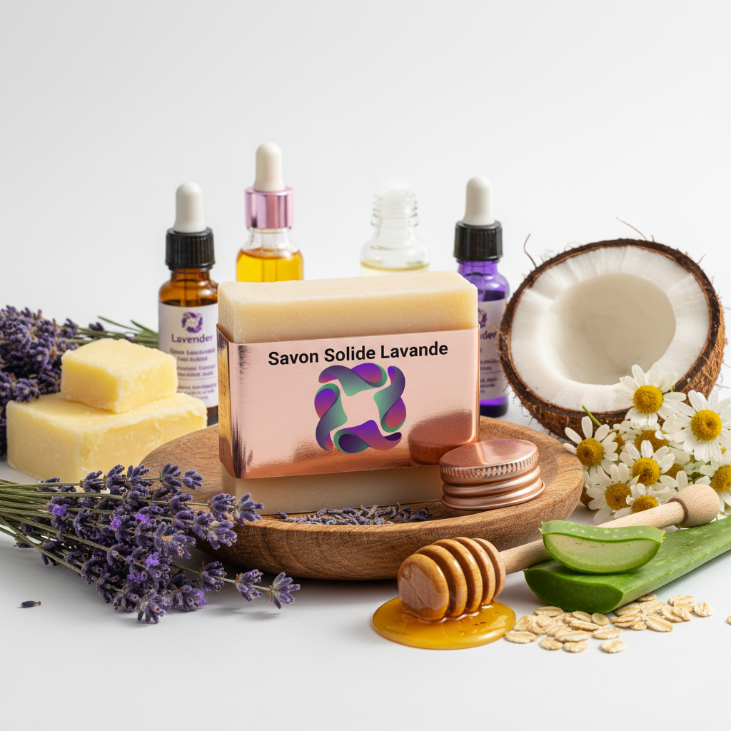 Savon Solide Lavande HAYALEM - Packaging rose gold avec ingrédients naturels