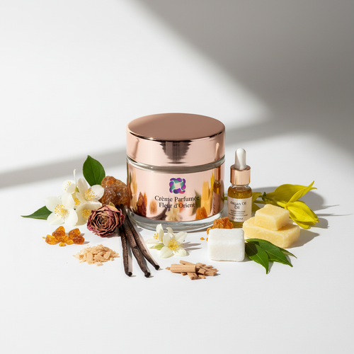 Crème Parfumée Fleur d'Orient HAYALEM - Packaging rose gold avec ingrédients naturels