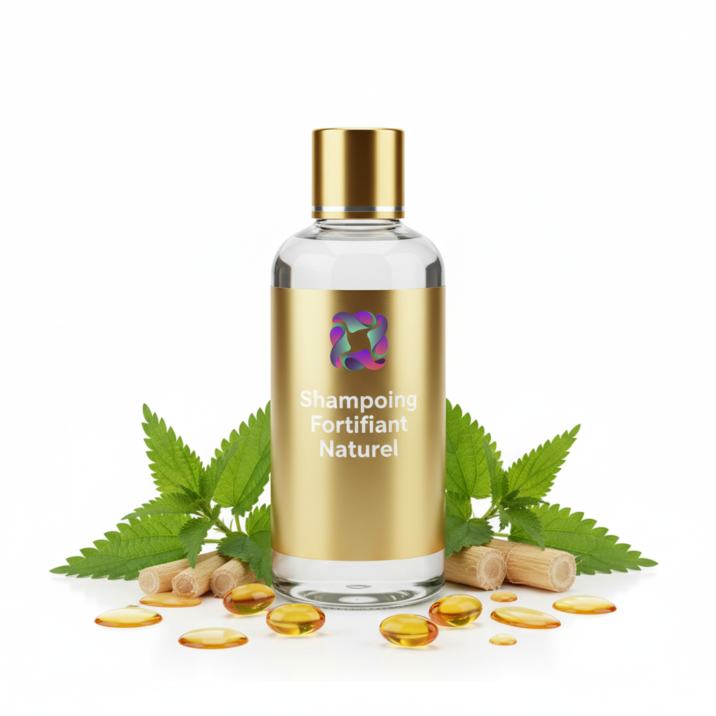 Shampoing Fortifiant Naturel avec logo HAYALEM et ingrédients naturels