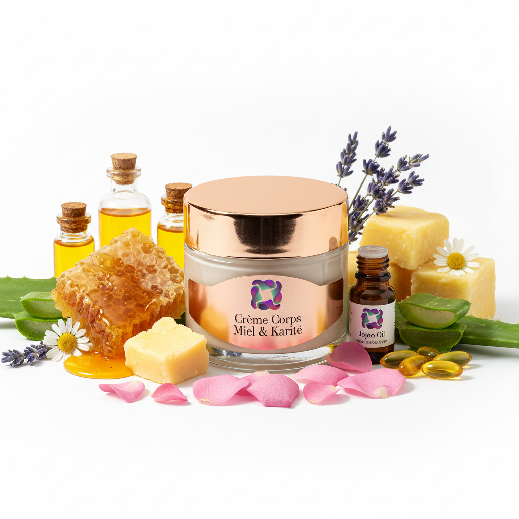 Crème Corps Miel & Karité HAYALEM - Packaging rose gold avec ingrédients naturels